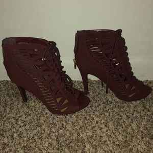 Burgundy ankle heels